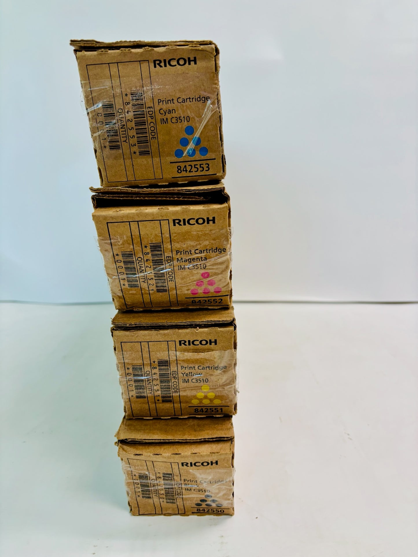 4 OEM Ricoh IM C3010 Cyan,Magenta, Yellow & Black Print Cartridge 842550, 51,52, 53