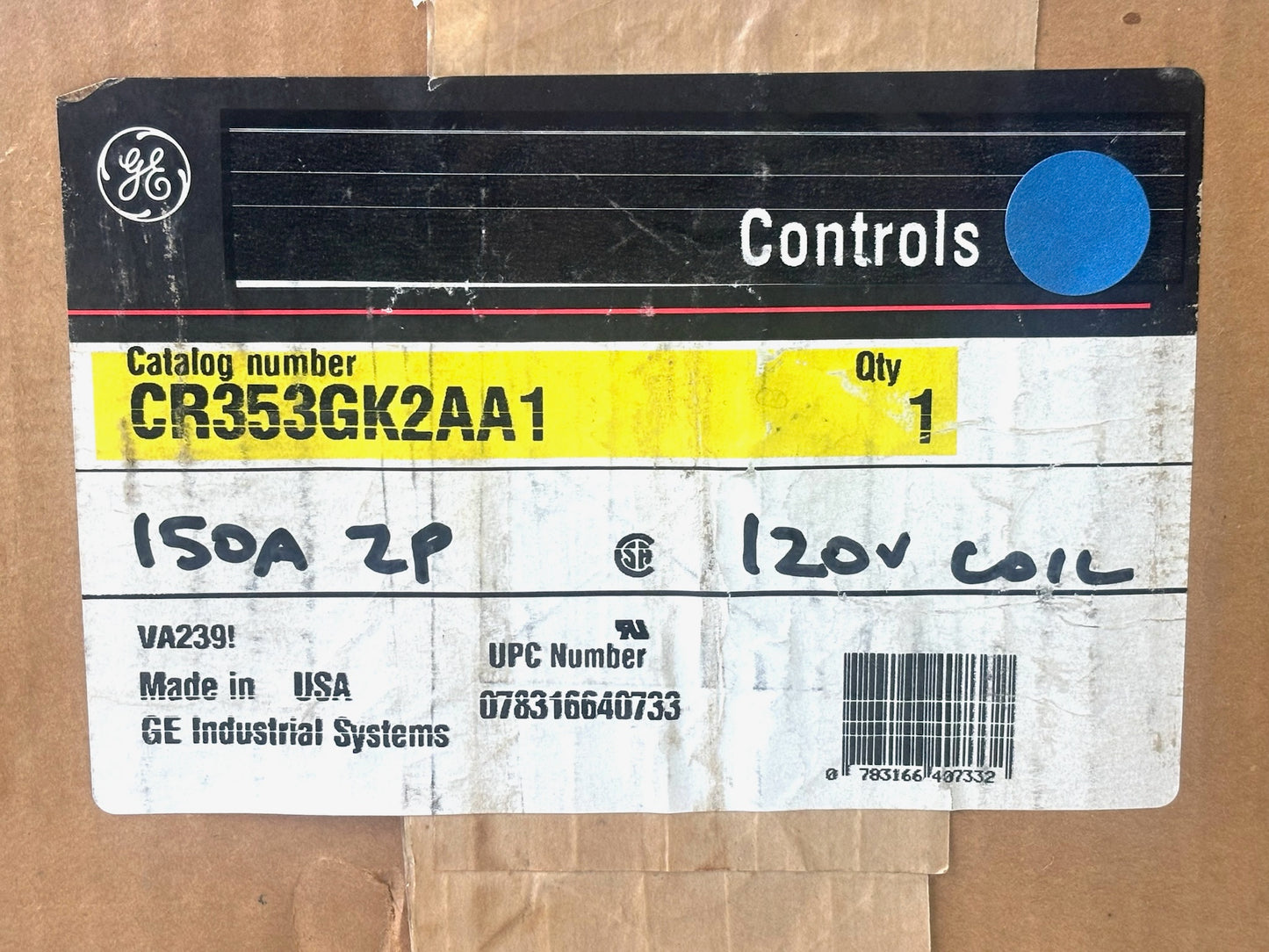 General Electric CR353GKAA1 Definite-Purpose Contactor 3-Pole 120 V Coil