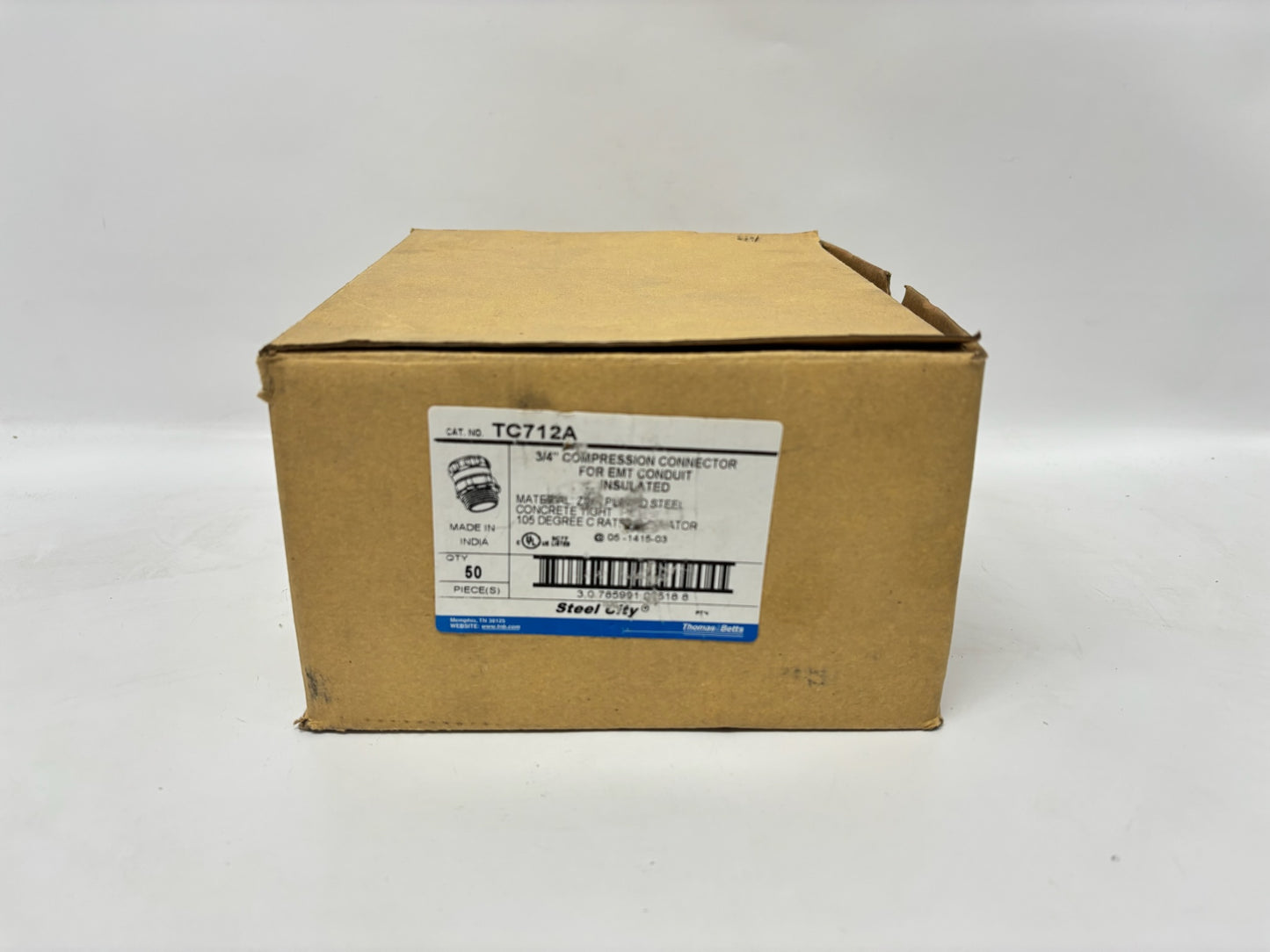 50PK Steel City TC712A 3/4" Insulated EMT Compression Connector