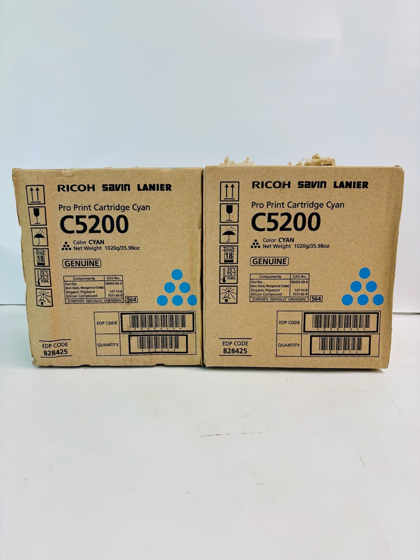 2 Genuine Ricoh Pro C5200S, C5210s Cyan Toner Cartridge 828425