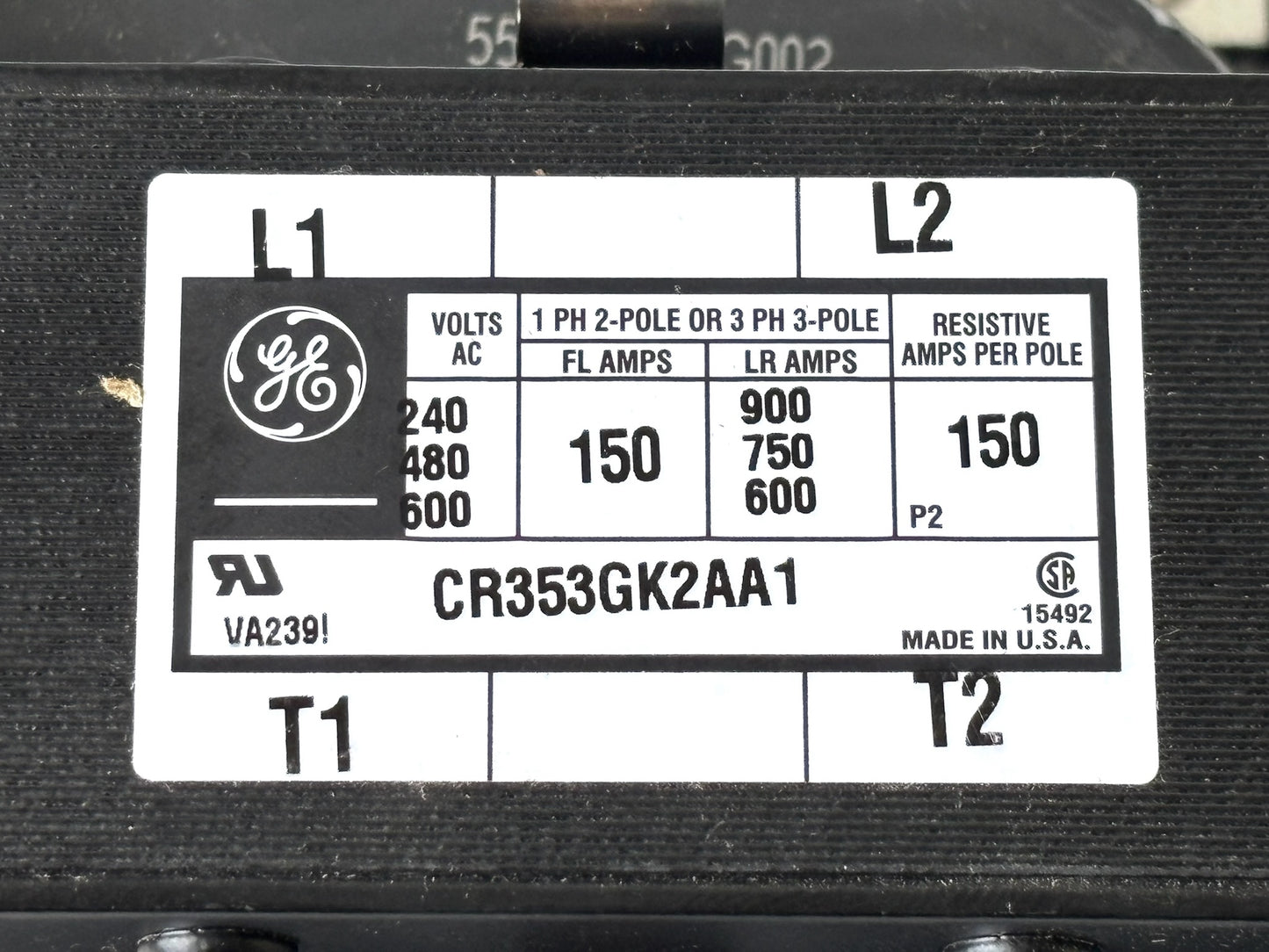 General Electric CR353GKAA1 Definite-Purpose Contactor 3-Pole 120 V Coil