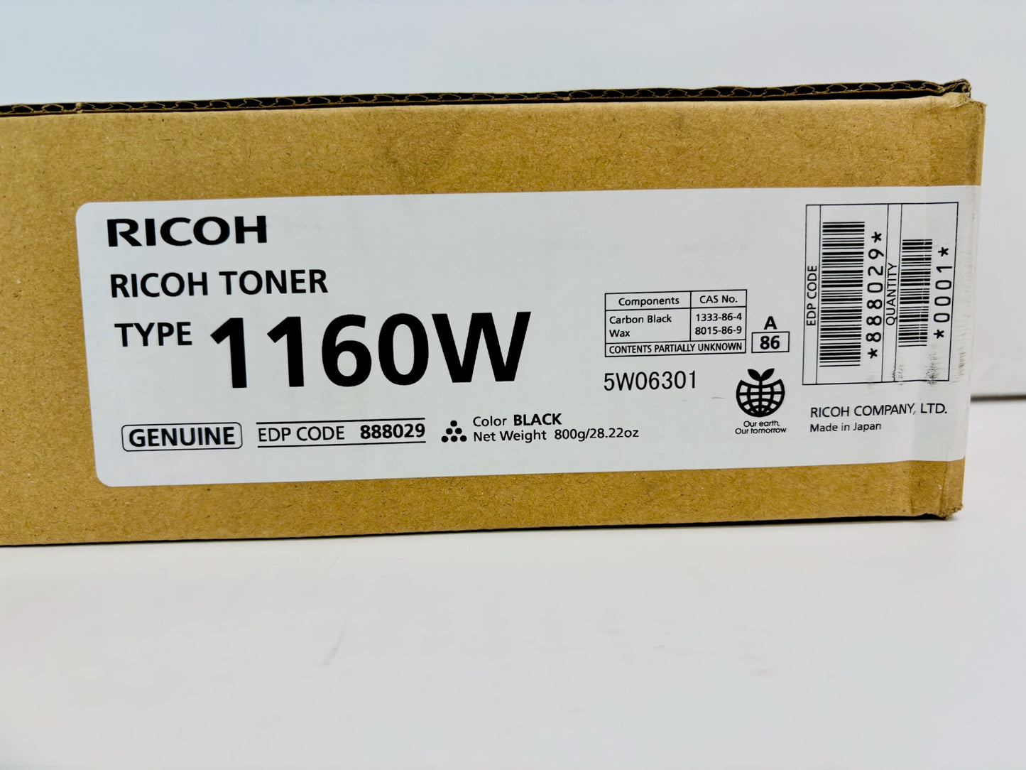 Genuine Ricoh Aficio 240W,W2400,W3600 Toner Cartridge Type 1160W 888029