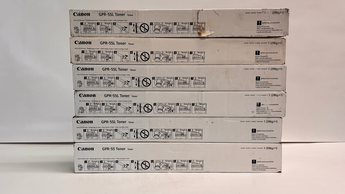 6 Genuine Canon imageRUNNER ADVANCE C5535i, C5540i MMMYY,K Toners GPR-55L