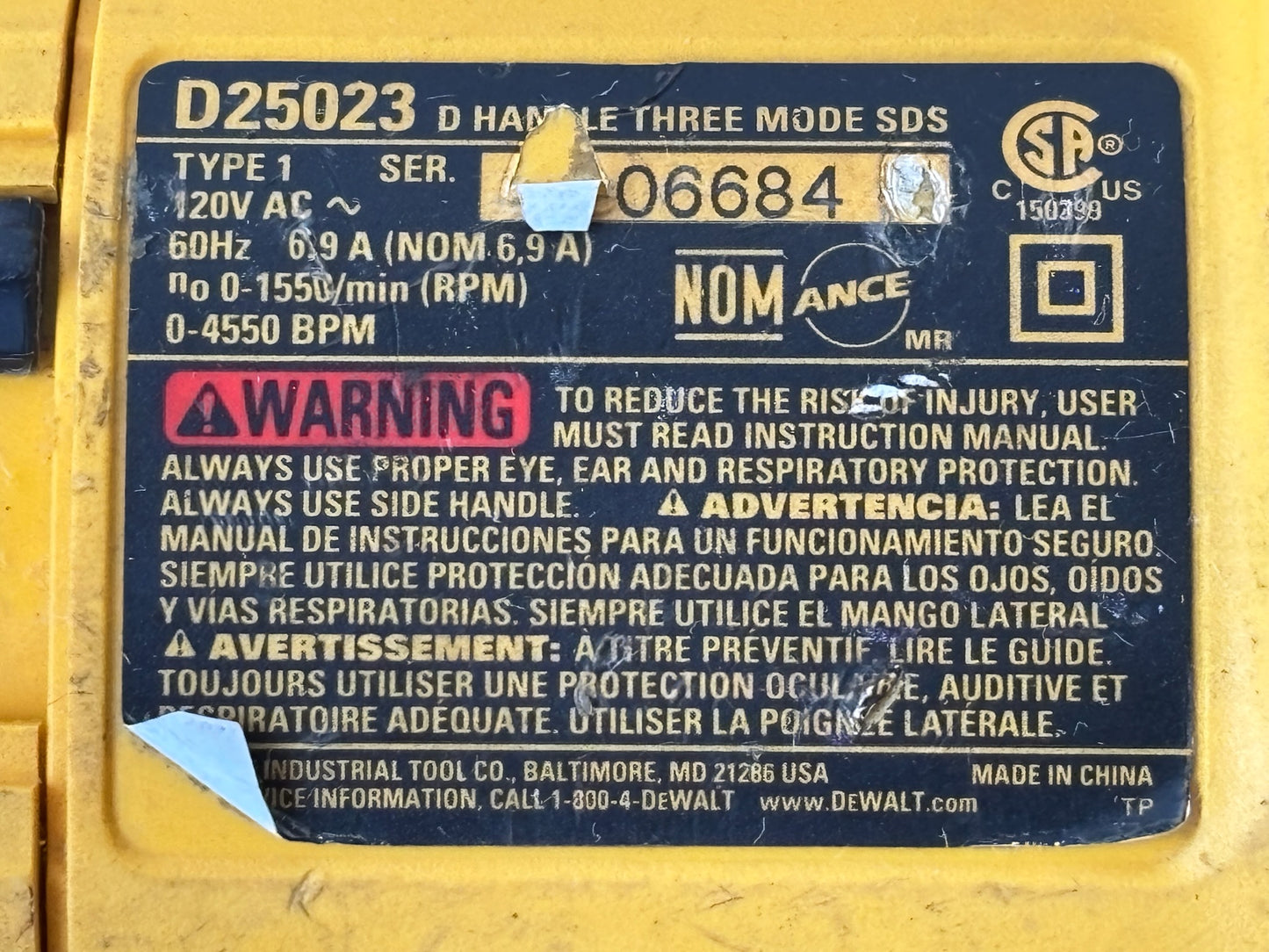 DEWALT D25263K 1‑1/8″ SDS‑PLUS D‑Handle Rotary Hammer Kit with 8.5‑Amp Motor