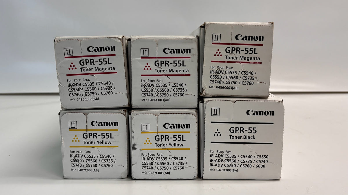 6 Genuine Canon imageRUNNER ADVANCE C5535i, C5540i MMMYY,K Toners GPR-55L
