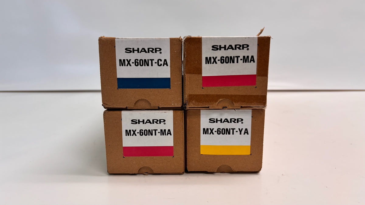 4  Genuine Sharp MX 2630,3050,3070 Cyan Mag & Yellow Toners MX-60NT-CMMY