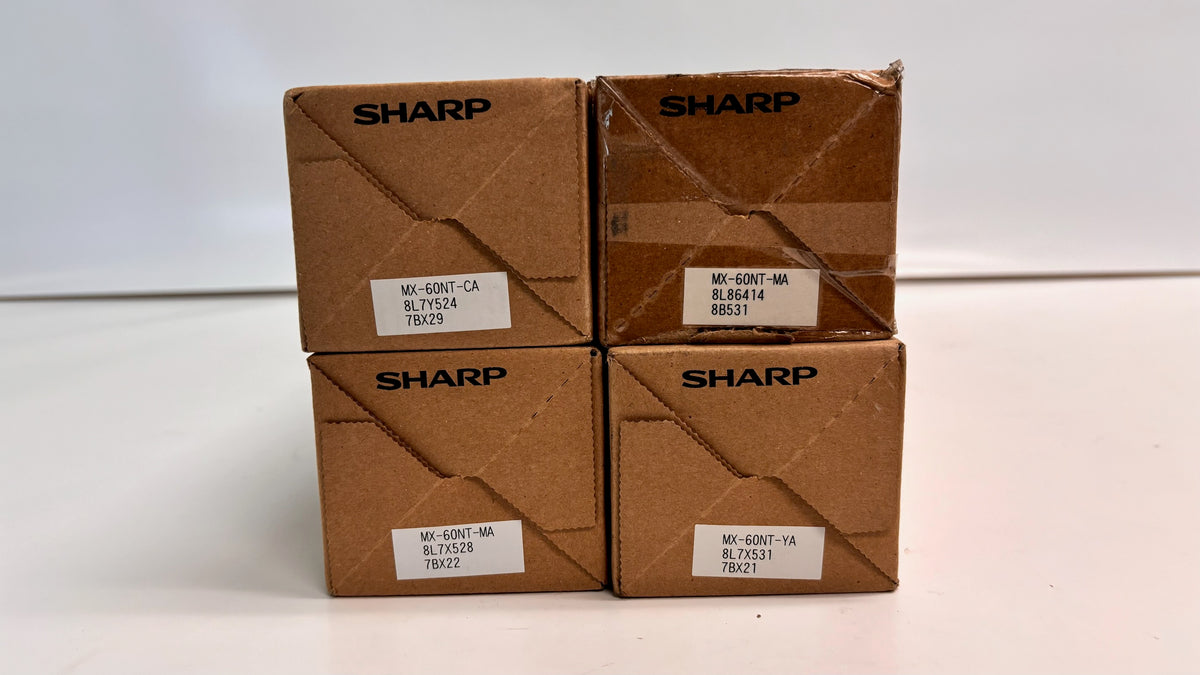 4  Genuine Sharp MX 2630,3050,3070 Cyan Mag & Yellow Toners MX-60NT-CMMY