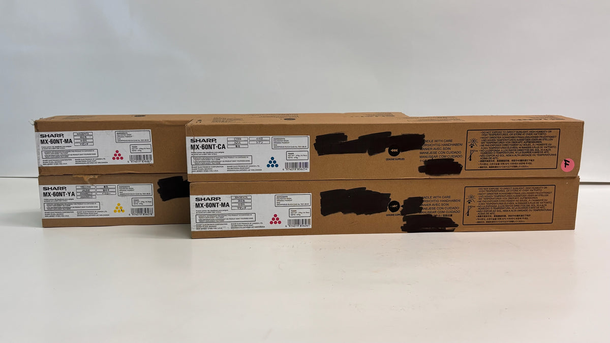 4  Genuine Sharp MX 2630,3050,3070 Cyan Mag & Yellow Toners MX-60NT-CMMY