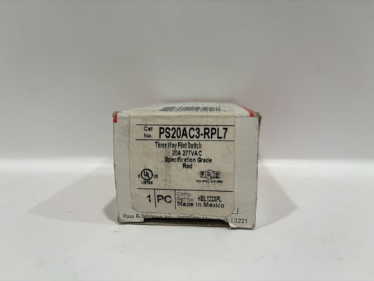 New Legrand PS20AC3-RPL7 20A 3-Way Toggle Switch, Red, Industrial Grade, 120/277V