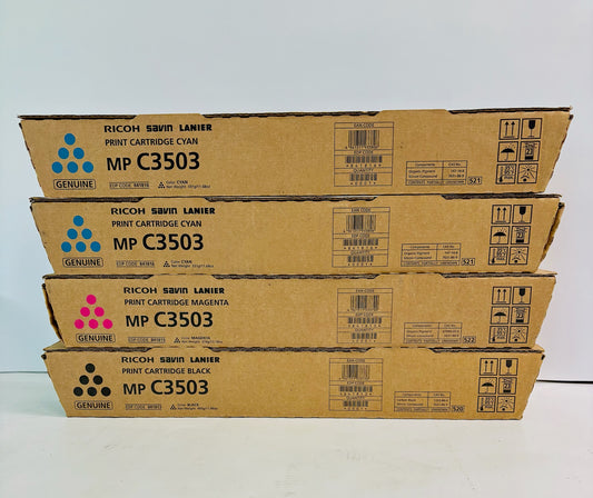 4 Genuine Ricoh MPC3503 Cyan, Magenta & Black Print Cartridge 841813, 15, 16 CCMK