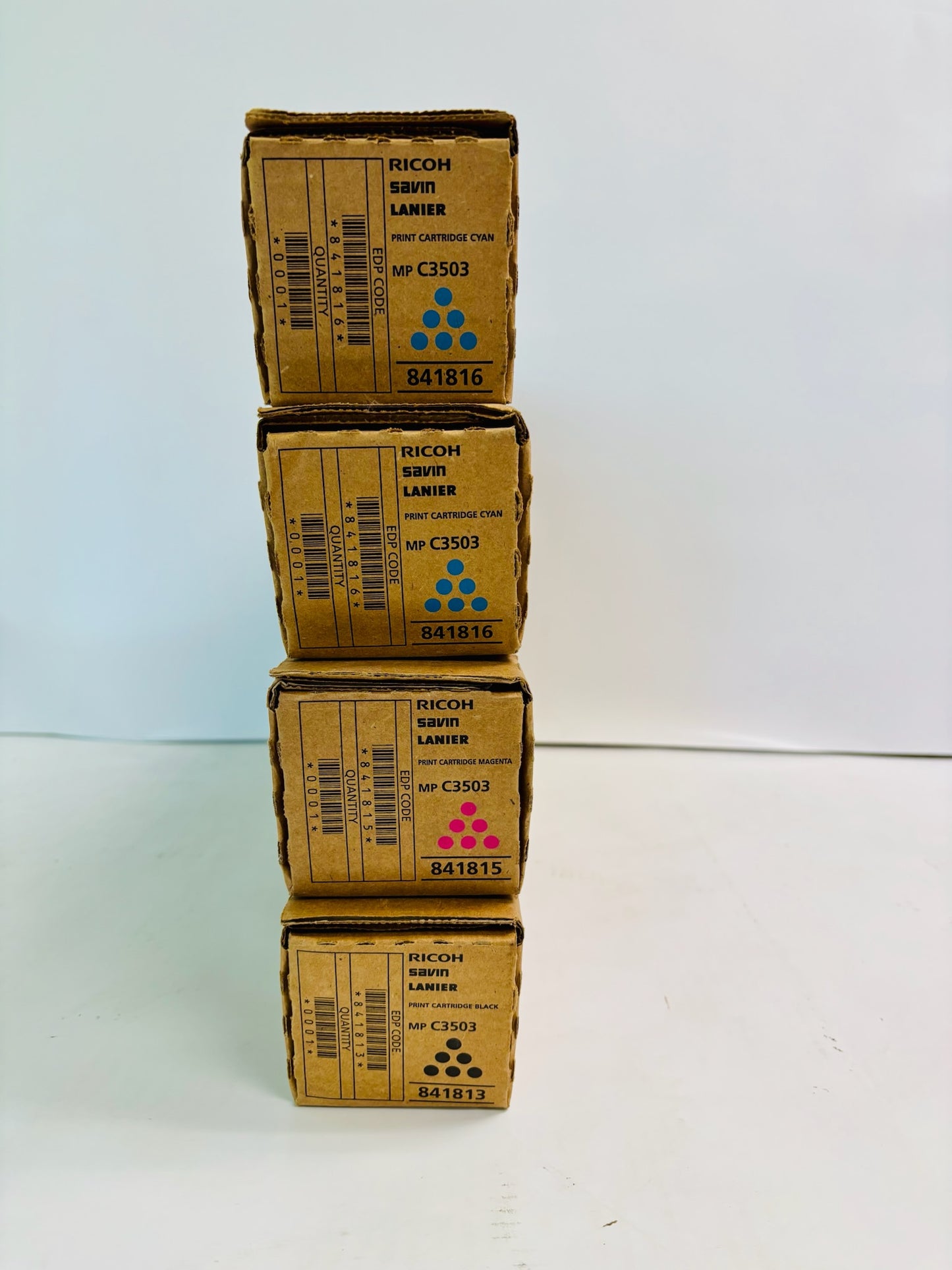 4 Genuine Ricoh MPC3503 Cyan, Magenta & Black Print Cartridge 841813, 15, 16 CCMK