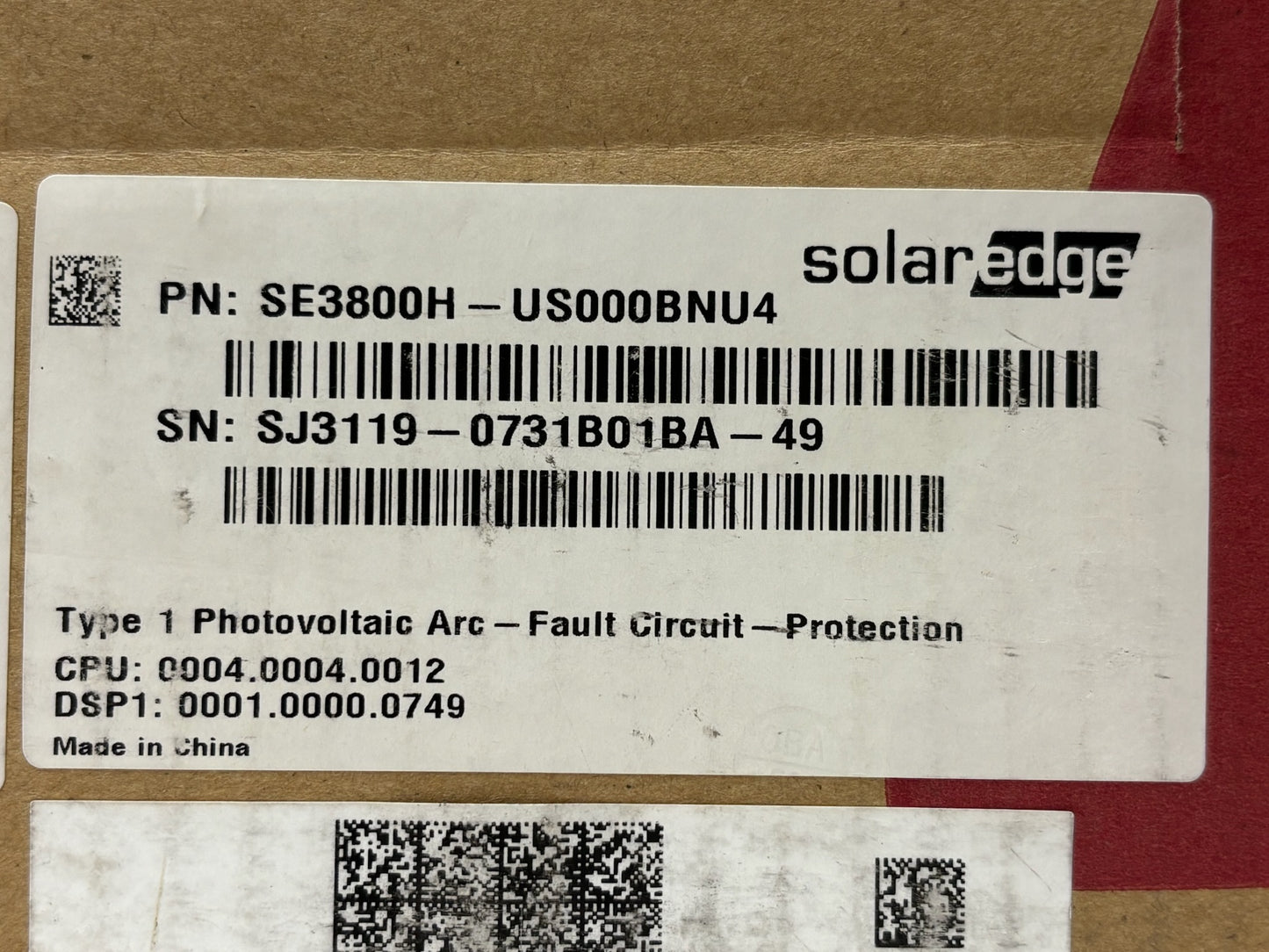 SolarEdge SE3800H-US000BNU4 3.8 kW Single-Phase HD-Wave Inverter