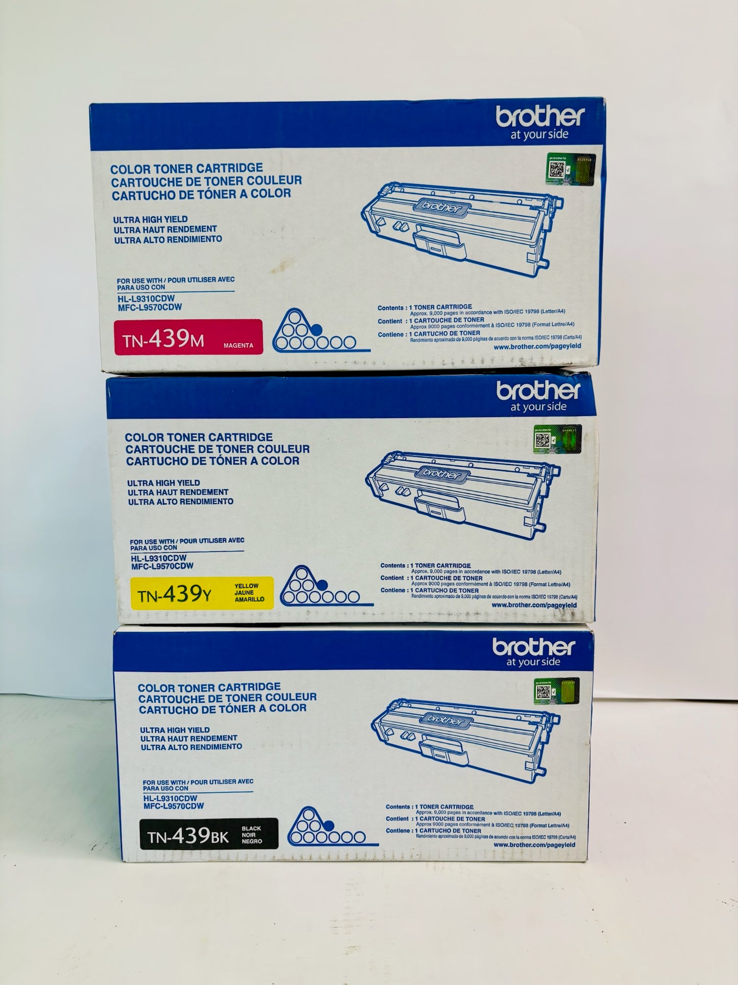 Lot Of 3 Genuine Brother HL-L9310CDW Magenta,Yellow & Black Toner TN-439 MYK