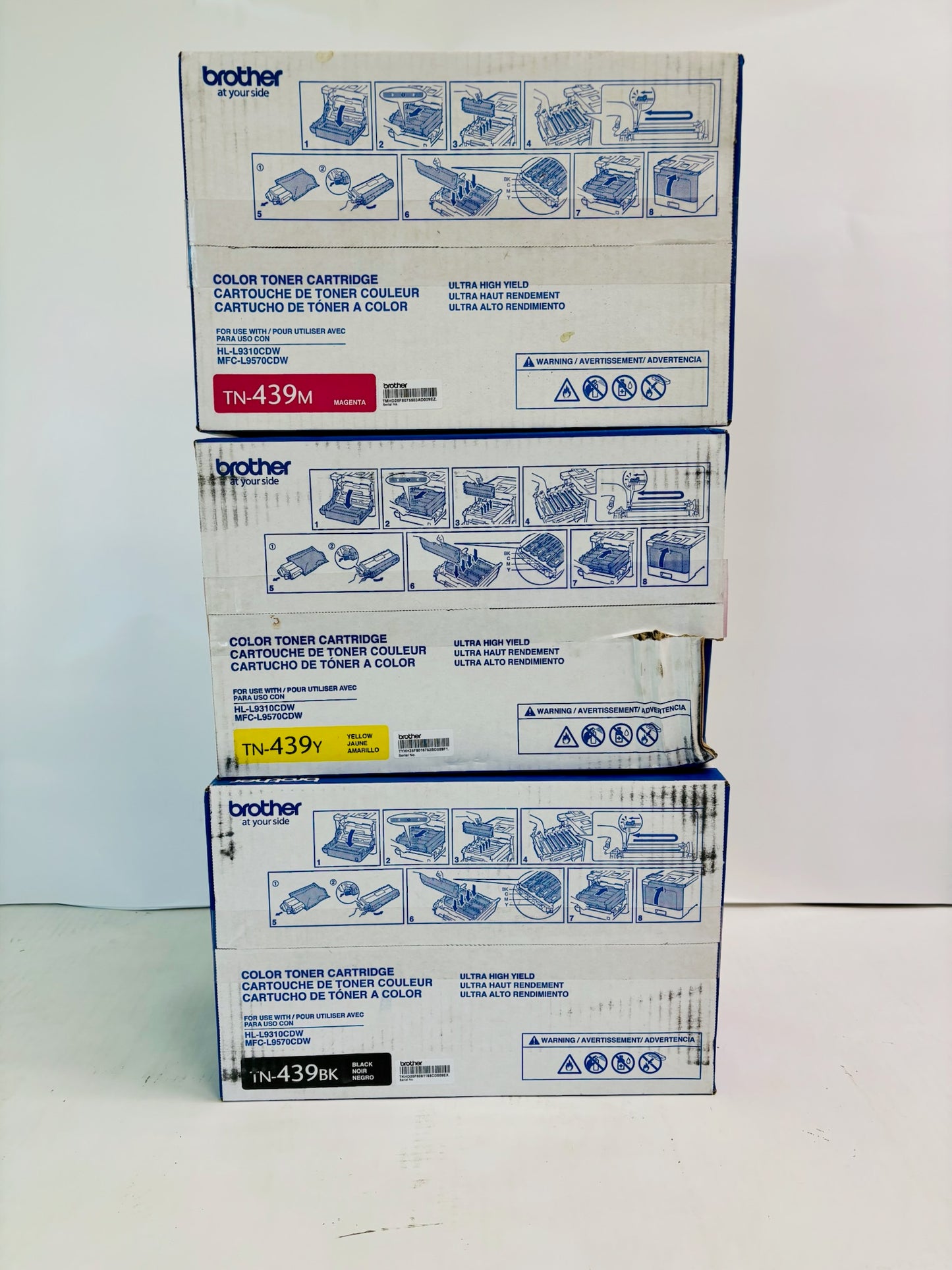 Lot Of 3 Genuine Brother HL-L9310CDW Magenta,Yellow & Black Toner TN-439 MYK