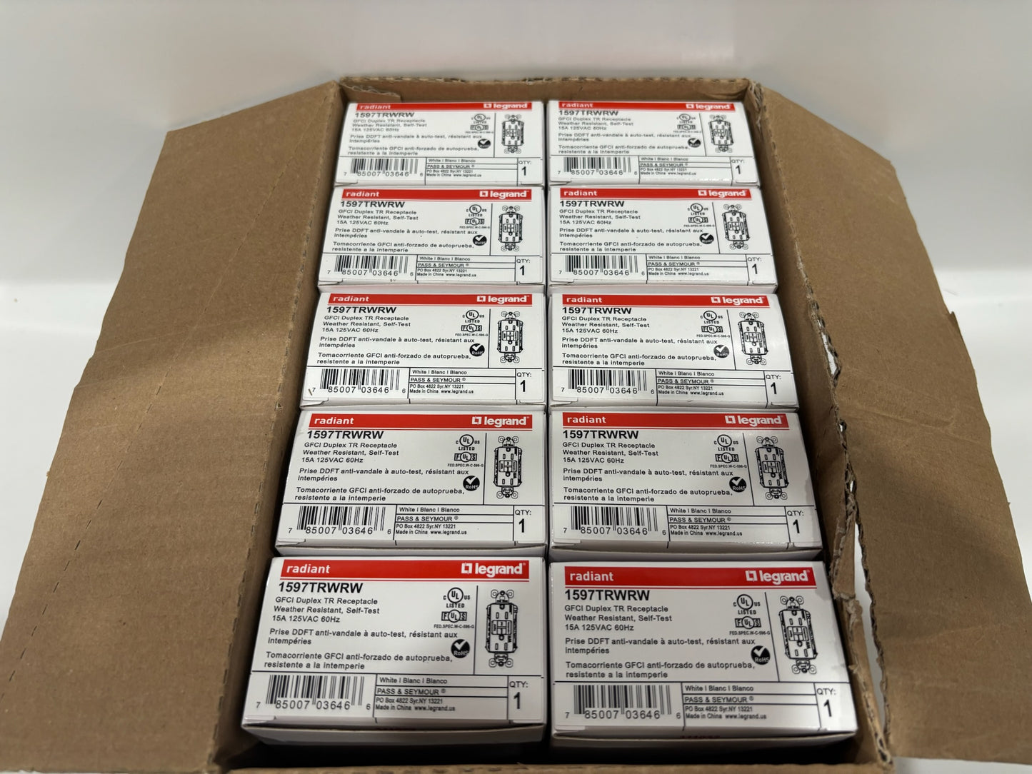 New 10PC Legrand 1597TRWRW Tamper & Weather-Resistant GFCI Outlet, White
