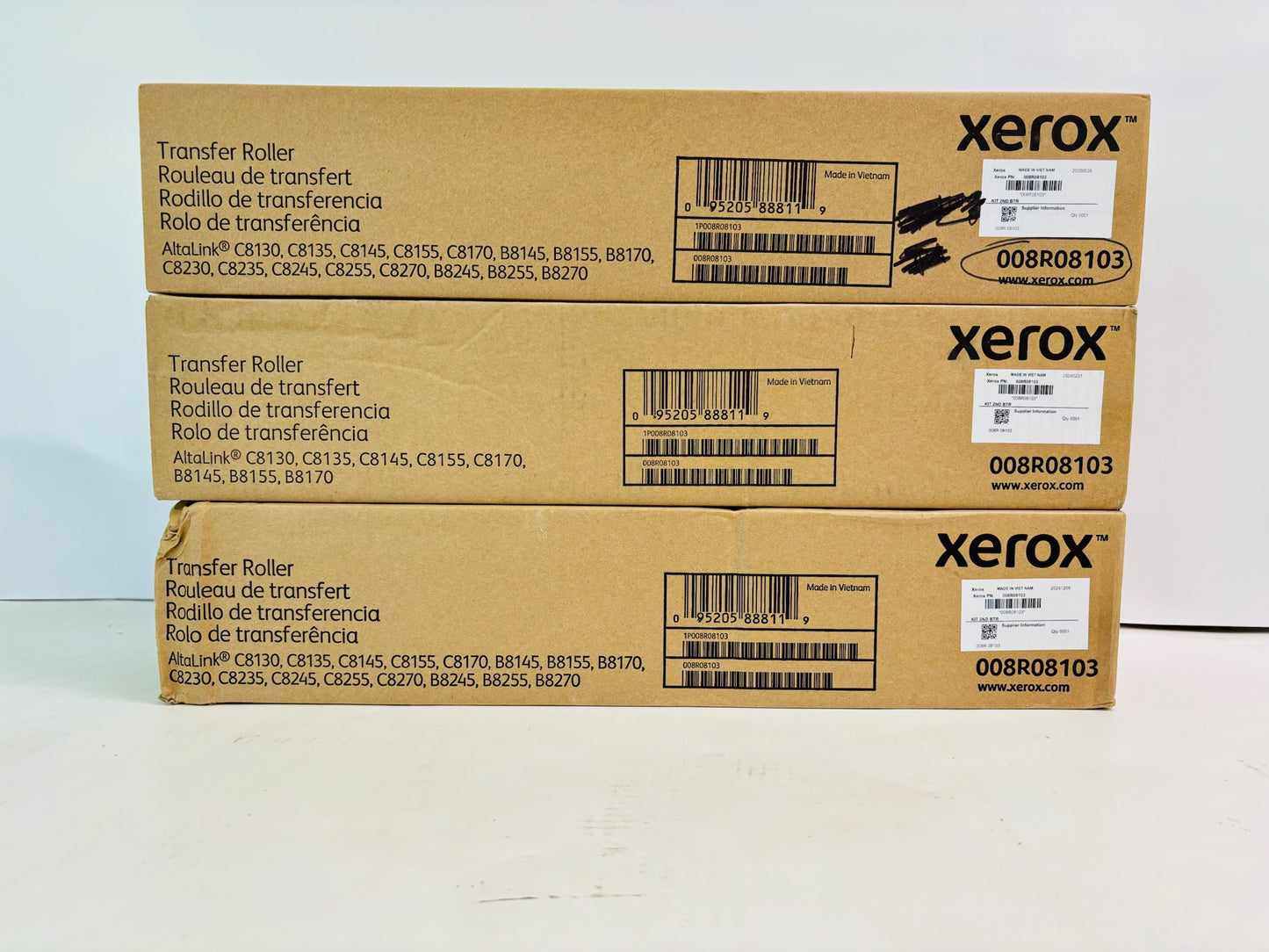 3 Genuine Xerox AltaLink B8145, B8155, B8170 Transfer Roller 008R8103
