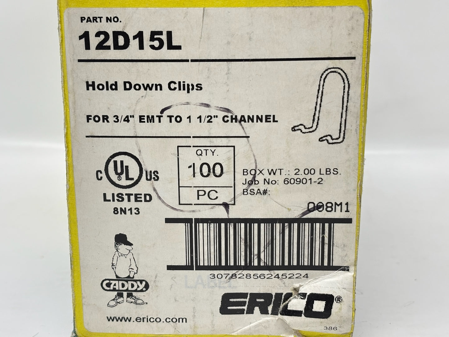200PK nVent CADDY 12D15L Conduit Clip for 3/4" EMT – 50 lb Load Capacity