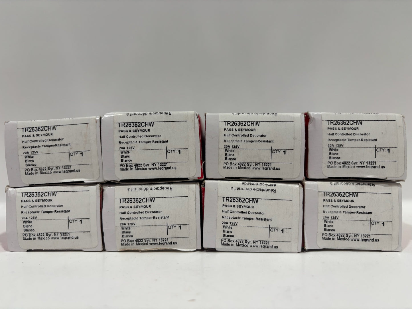8PK Legrand TR26362CHW Plug Load Ctrl Receptacle 20A, White