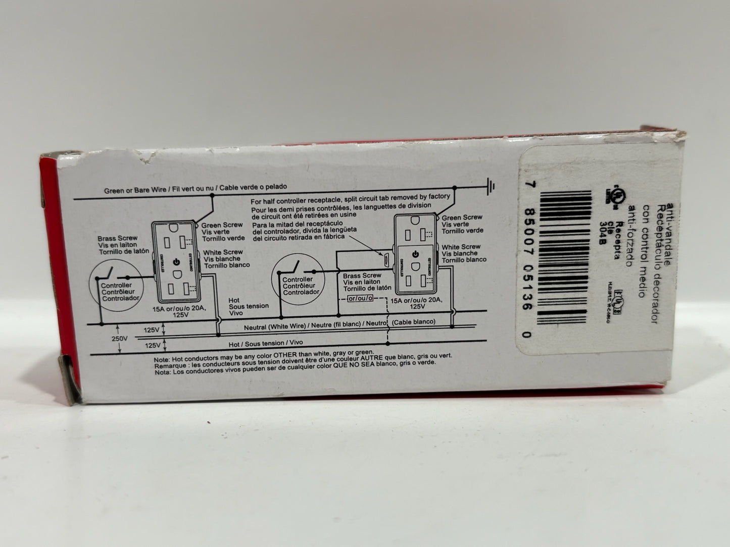 8PK Legrand TR26362CHW Plug Load Ctrl Receptacle 20A, White