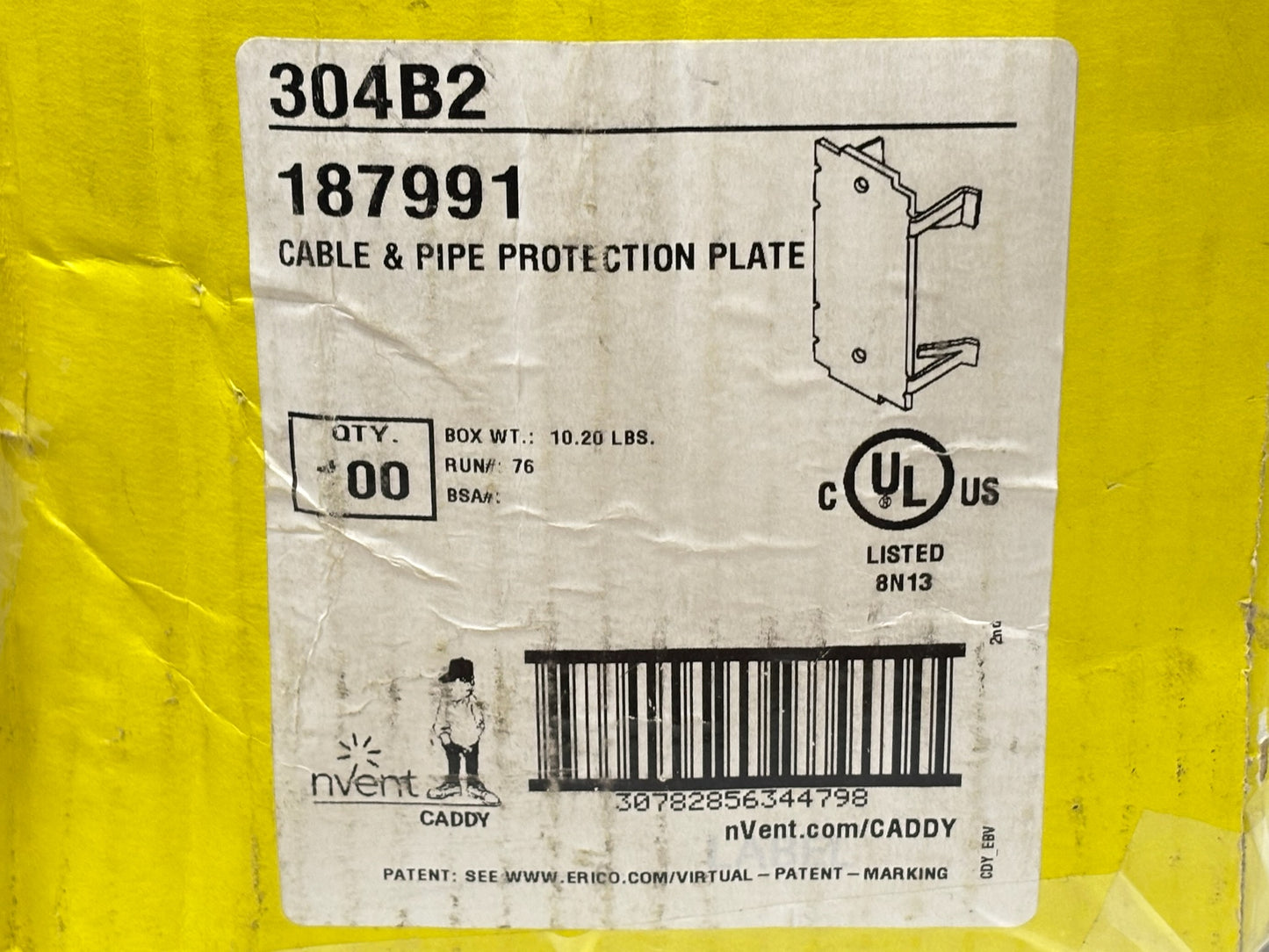 100PK nVent CADDY 304B2 Snap-On Nail Plate for Wood & Metal Studs