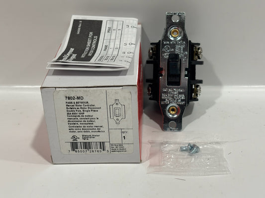New 2 PC Legrand 7802-MD Double Pole, Manual Controller Single Phase AC