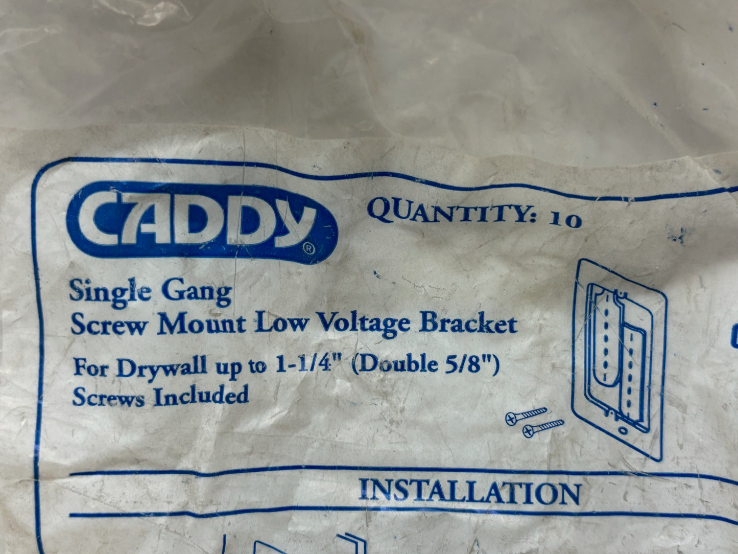 110 PK nVent Caddy MPLS Single-Gang Screw-Mount LV Brackets for Wall Devices