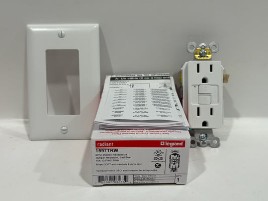 New 5 PK Legrand 1597TRW Tamper-Resistant 15A Duplex Self-Test GFCI