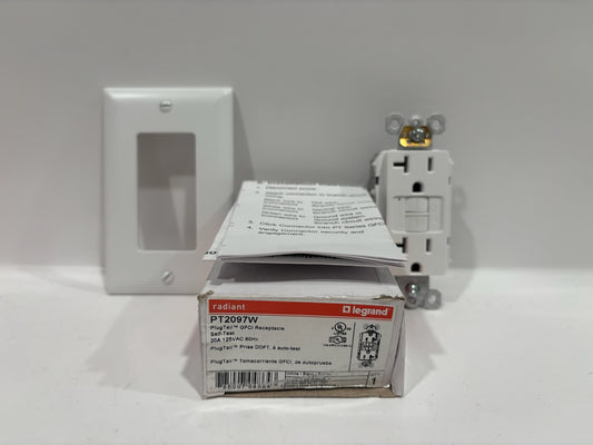 New 6PC Legrand PT2097W Self-Test GFCI Outlet with LED Light, White