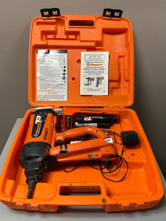 RAMSET T3 Gas Actuated Fastener Tool with Charger & 2 Batteries Kit with Case