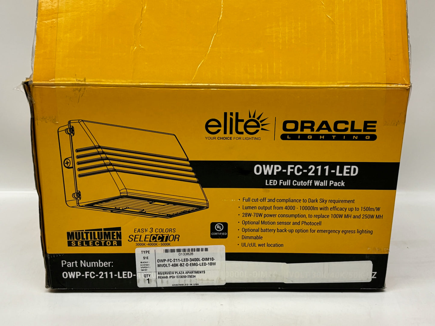 Oracle Lighting OWP-FC-211-LED 3,400 Lumen 0-10V Dimmable Multi-Volt Wall Pack