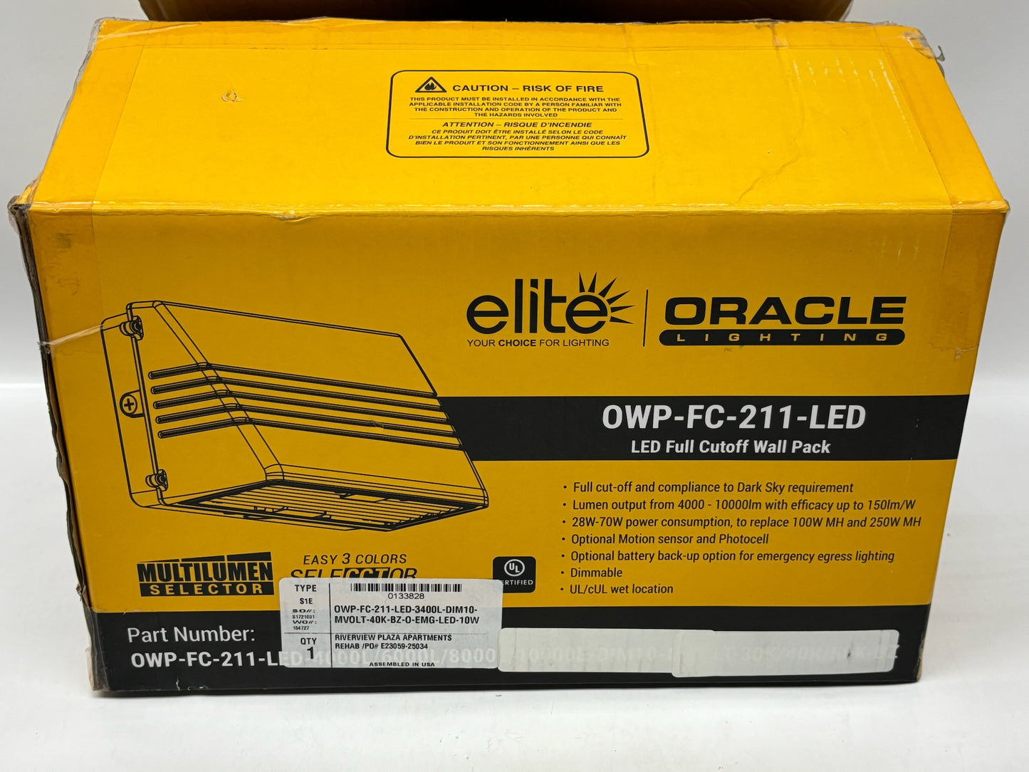 Oracle Lighting OWP-FC-211-LED 3,400 Lumen 0-10V Dimmable Multi-Volt Wall Pack