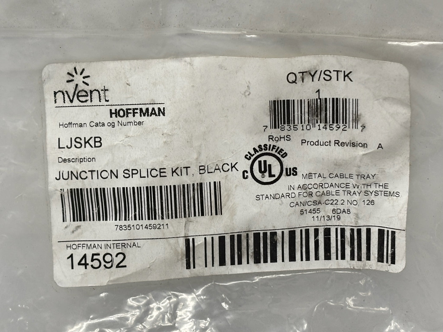 7PK nVent Hoffman LJSKB Black Steel Junction Splice Kit for Ladder Rack