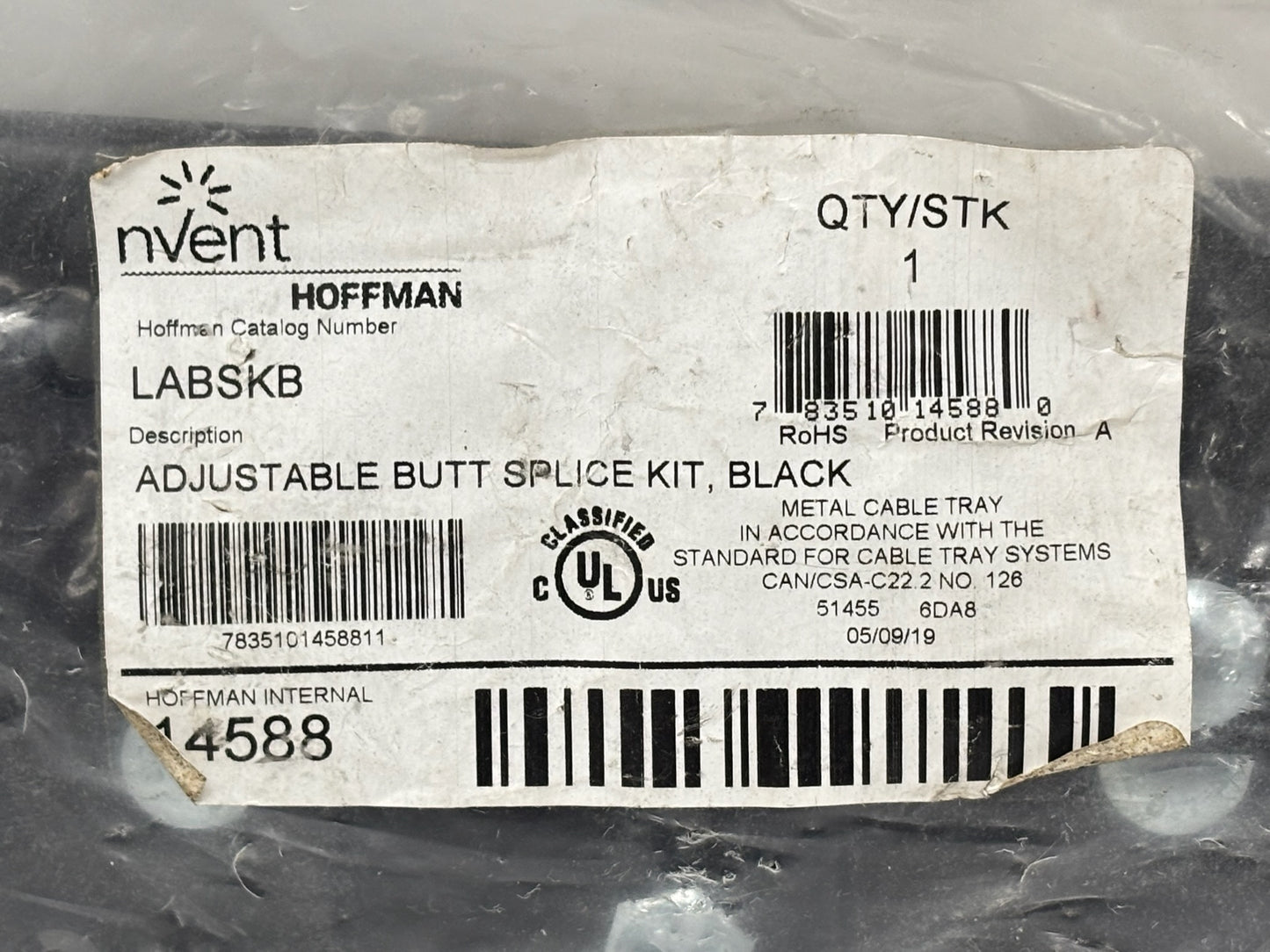 nVent HOFFMAN LABSKB Adjustable Butt‑Splice Kit, Black Steel