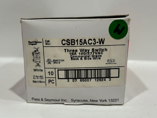 New 10 PC Legrand CSB15AC3-W Specification Grade Switch Hard Use, White