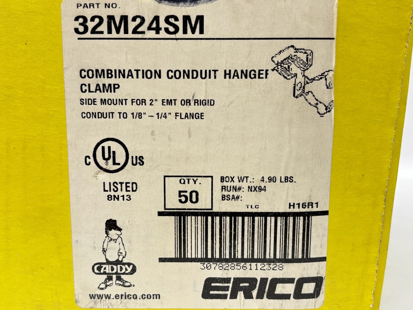 100PK nVent CADDY 32M24SM Side‑Mount Snap‑Close Flange Clip, 2″ Conduit