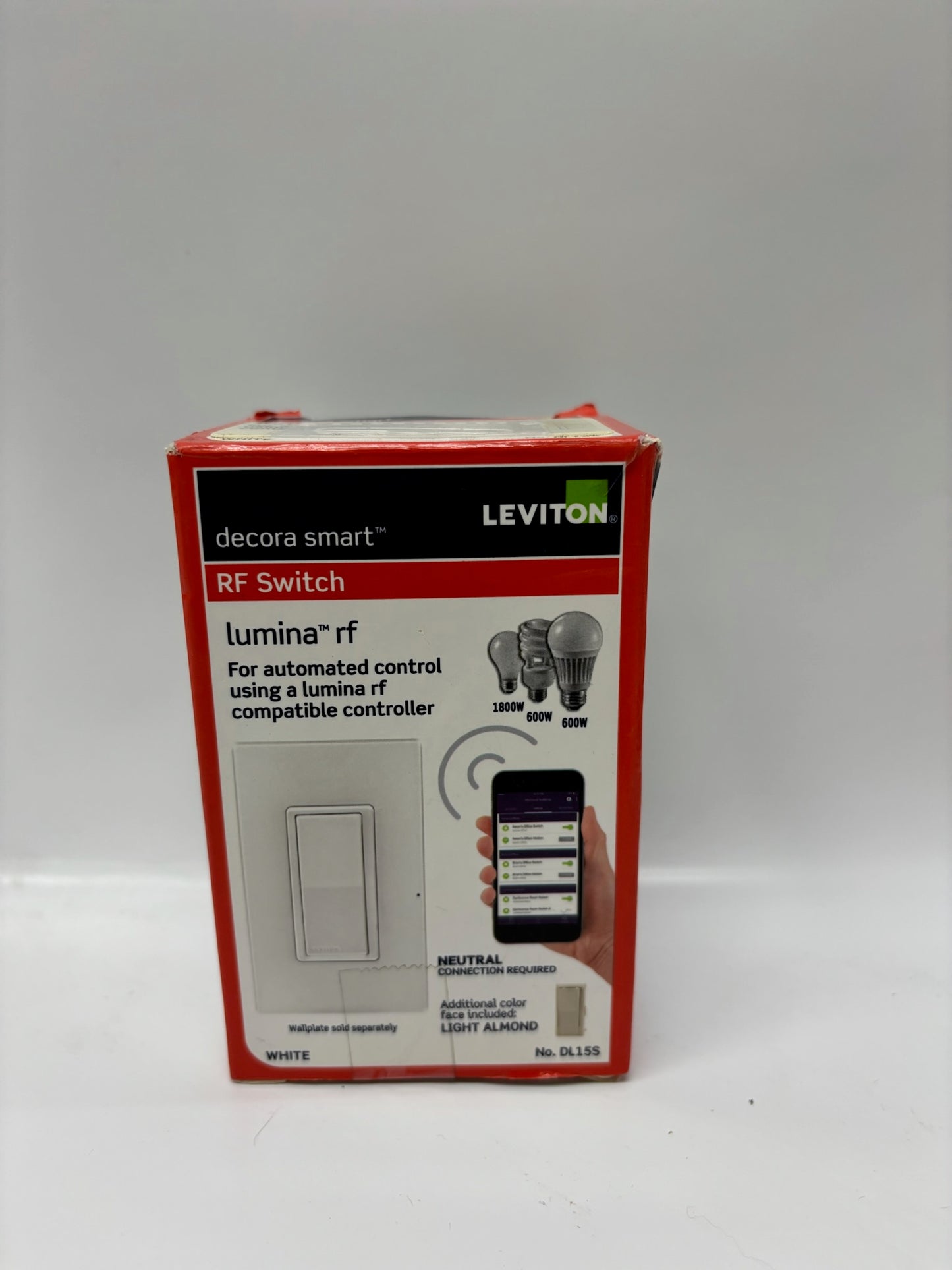 Used Leviton DL15S Lumina RF 15A Smart Wall Switch 120–277V
