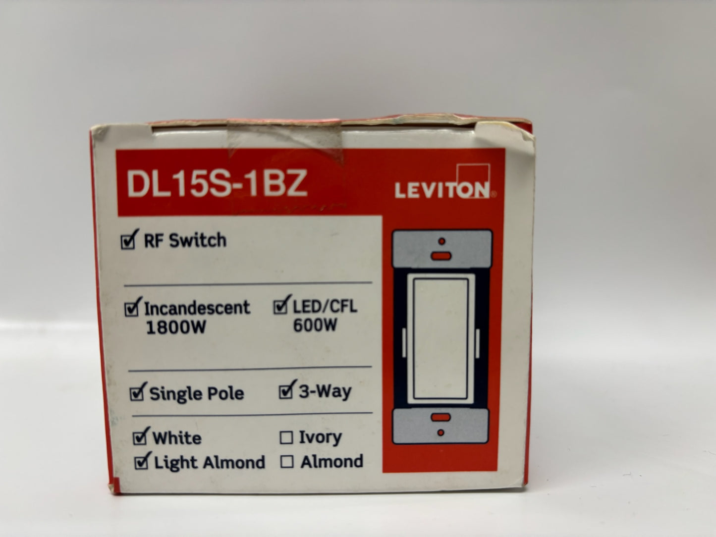Used Leviton DL15S Lumina RF 15A Smart Wall Switch 120–277V