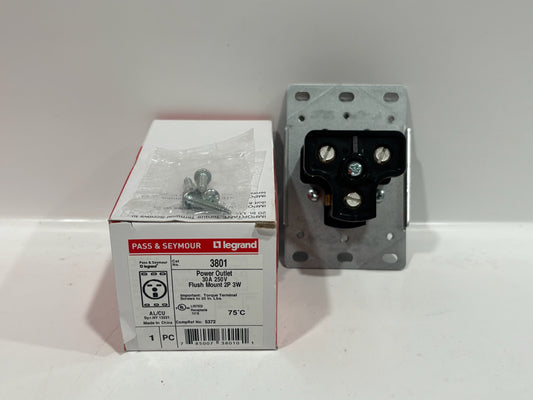 New 6PC Legrand 3801 30A 250V 6-30R Flush Receptacle 2P 3W Straight Blade