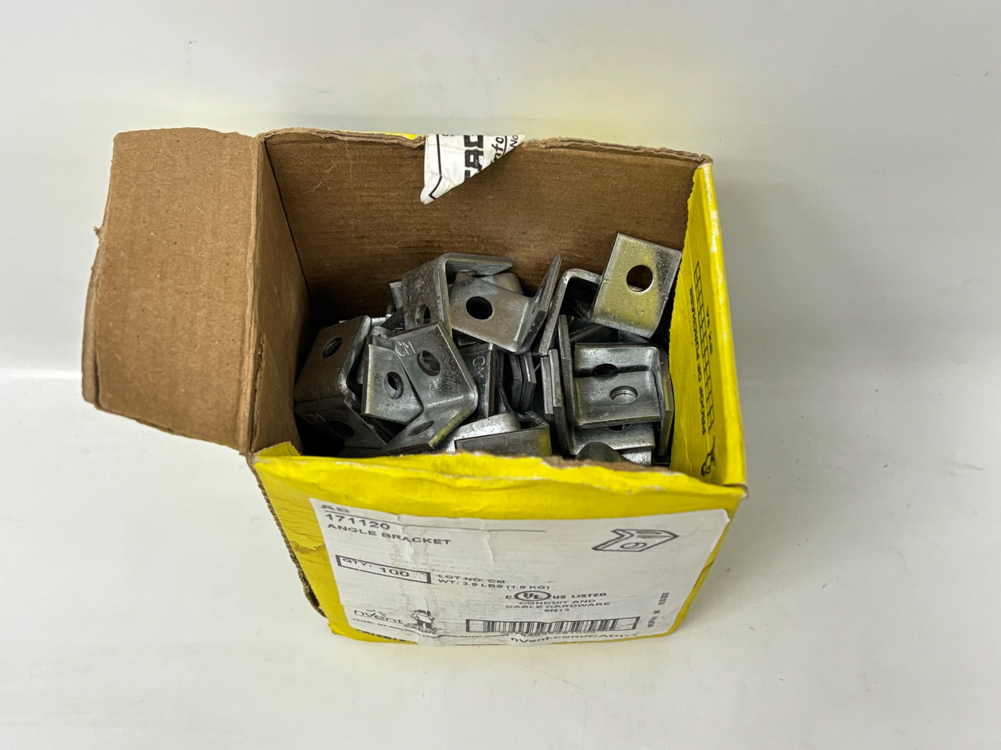 90PK nVent CADDY AB Angle Bracket, Steel, 1" x 1", Pre-Galvanized