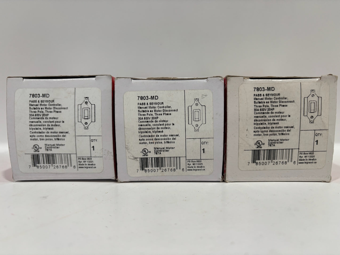 New 3 PC Legrand 7803-MD Three Pole/Phase AC Manual Controller