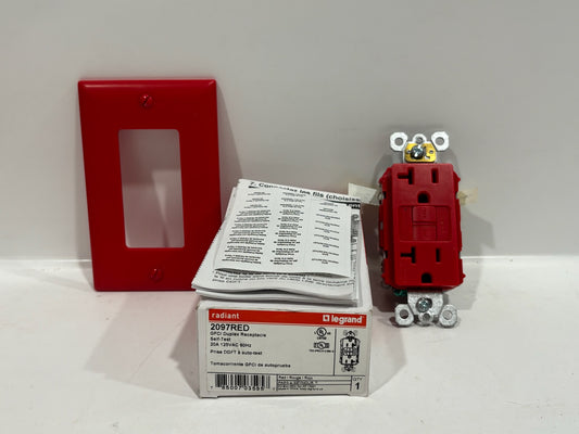 New 15 PC Legrand 2097RED  20A Duplex Self-Test GFCI Receptacles, Red