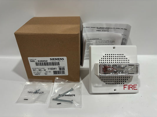 New Siemens 500-636052 Fire Alarm SET-MC-W Speaker Strobe Wall Mount White