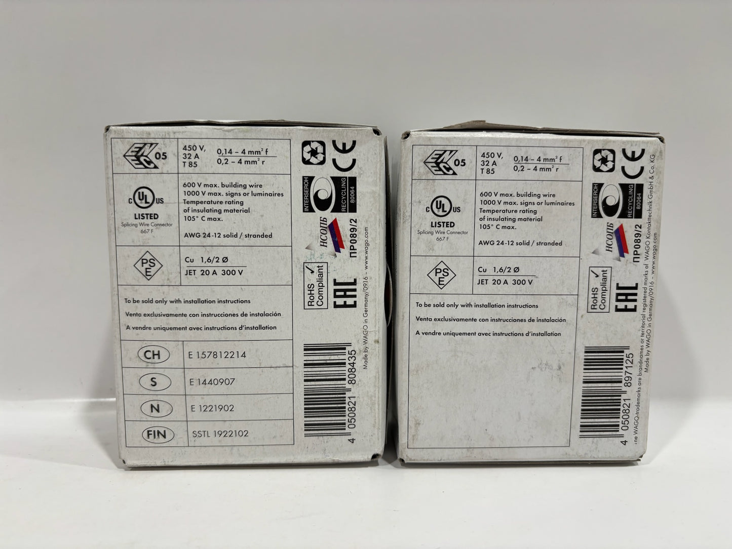 New 200PC Wago 221-412 2-Wire Lever Nuts-Splicing Connectors