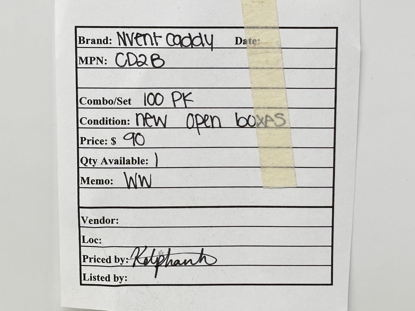 100PK nVent CADDY CD2B Conduit/Pipe Clamp, 1" EMT/Rigid, Steel, Zinc‑Plated