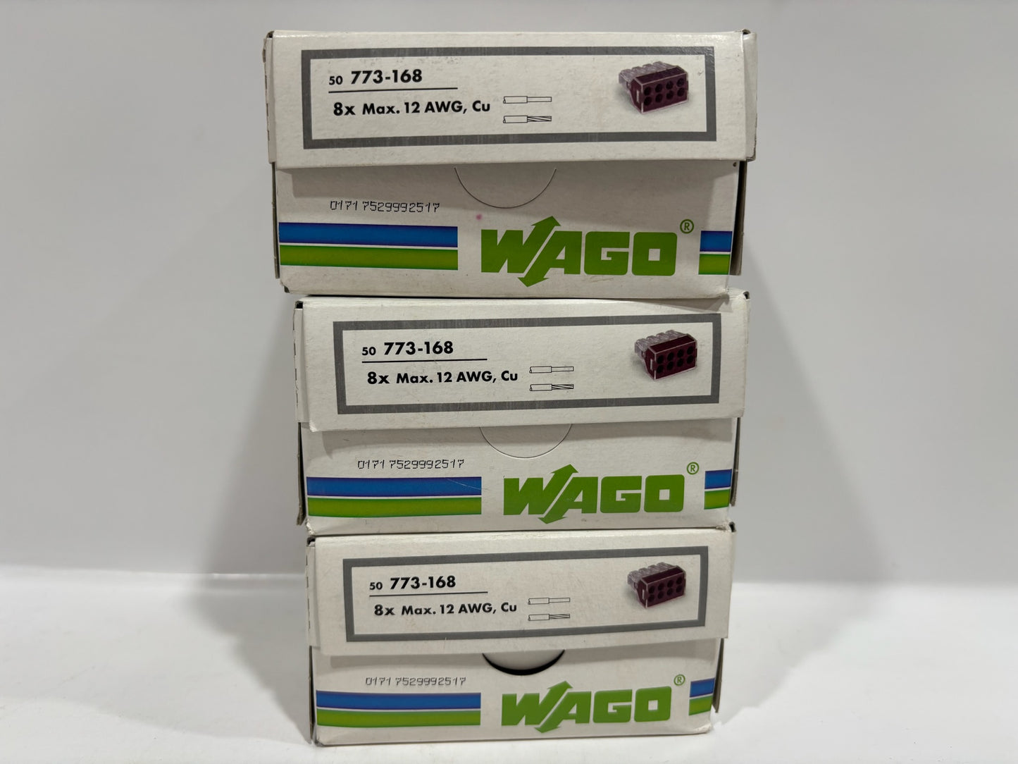 New 150PC Wago 773-168 Wall Nuts Push Wire Connector, 8 Conductor - Gray