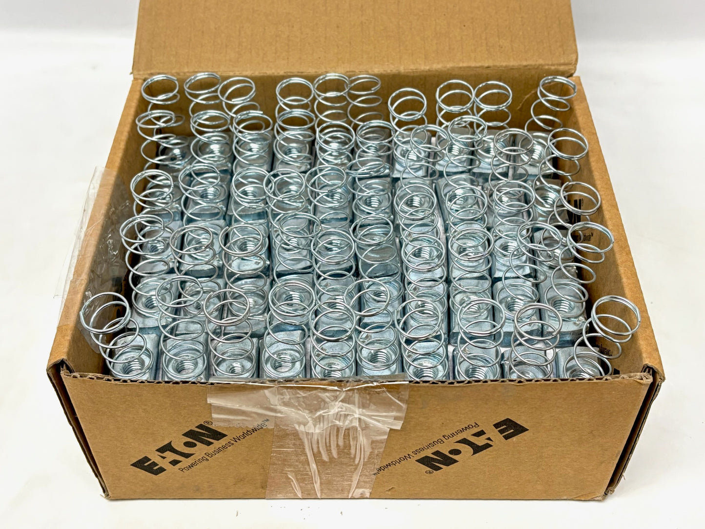 100PK Eaton B‑Line N228ZN Spring Nut, 3/8″‑16 Thread, Zinc‑Plated Steel