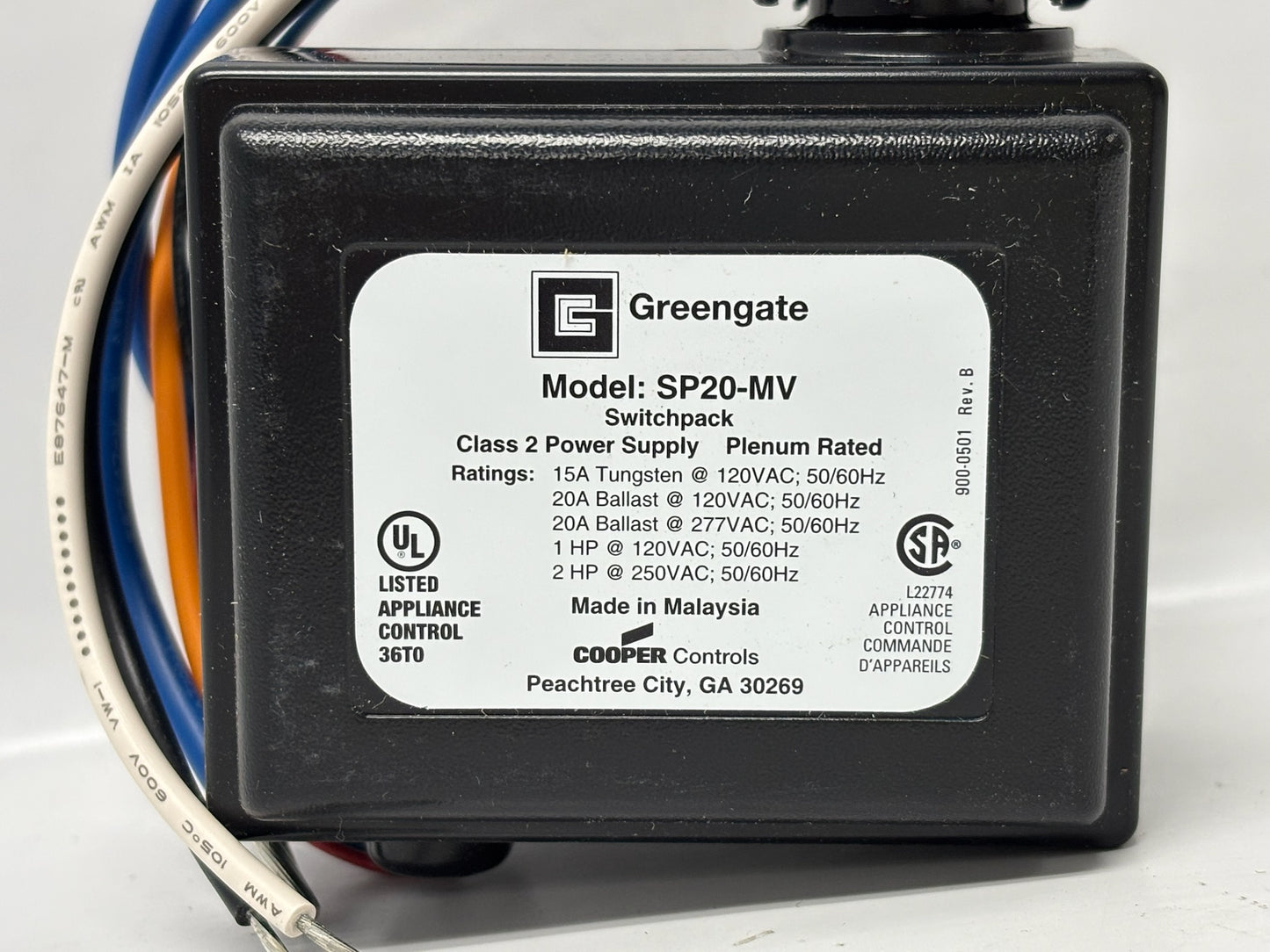 2 Pk Greengate SP20-MV 20A 120/277V Heavy-Duty Lighting Control Switchpack