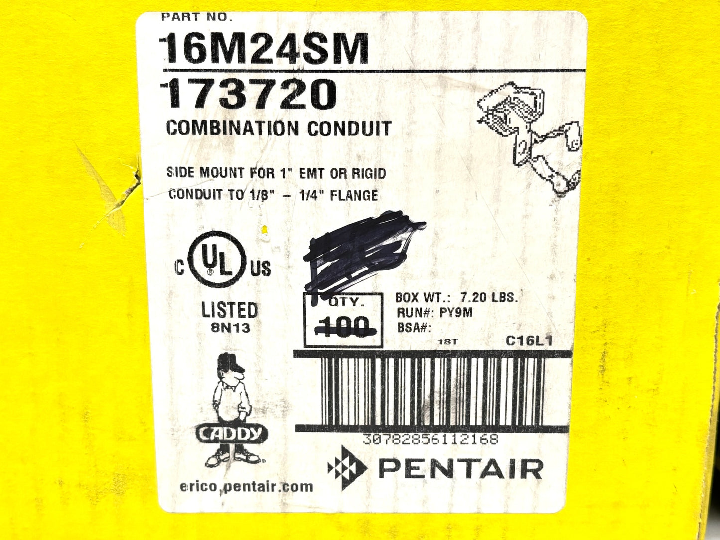 200PK nVent CADDY 16M24SM Snap‑Close Conduit/Flange Side‑Mount Clip, 1" EMT