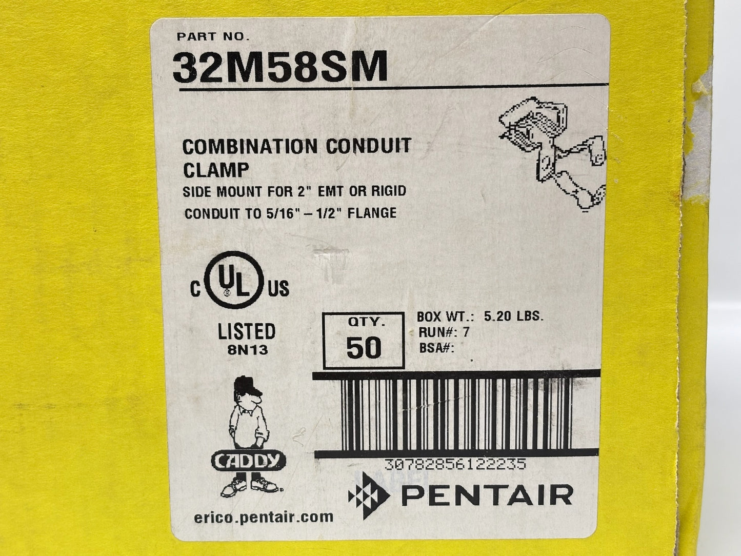 45PK nVent CADDY 32M58 Snap‑Close Beam/Flange Clip, 2″ EMT, 5/16″–½″ Flange