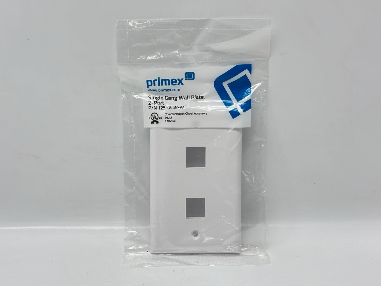 40PK Primex 125‑0958‑WT Single‑Gang 2‑Port Wall Plate, Classic White